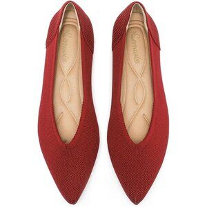 Women Pointed Toe Ballet Red 2 Flat Comfortable Casual Dressy Work Office Shoes